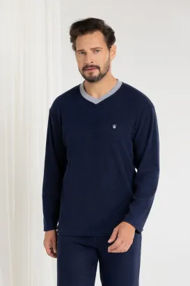 Piżama męska Regina 489 frotte ciepła bawełniana 2XL-3XL