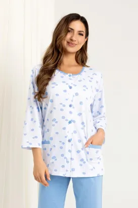 Piżama damska Regina 723 bawełniana rozpinana 7/8 2XL–3XL