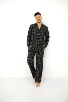 Piżama męska flanelowa w kratę Sensis George  S-2XL rozpinana - 4