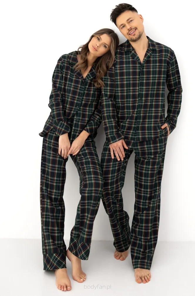 Piżama męska flanelowa w kratę Sensis George  S-2XL rozpinana