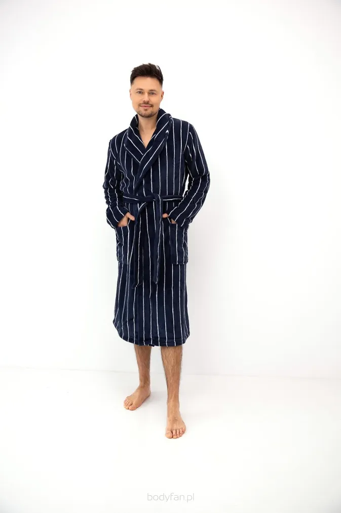 Szlafrok męski w paski Sensis Leon M-2XL