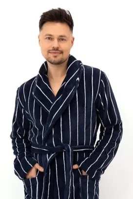 Szlafrok męski w paski Sensis Leon M-2XL