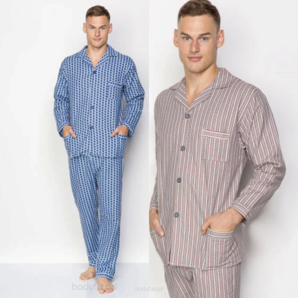 Flanelowa piżama męska rozmiary od M do 7XL