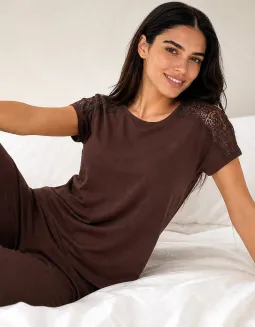 Piżama damska bawełniana z koronką Cornette 1114/515 Margot S-2XL - 2