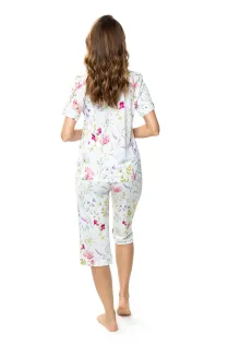 Rozpinana koszulka z jedwabiu wiskozowego Mewa Flores 6534 - 2