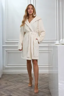 Elegancki krótki szlafrok damski z kapturem L&L 2601 Honey S-XL - 14