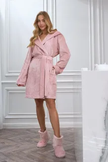 Elegancki krótki szlafrok damski z kapturem L&L 2601 Honey S-XL - 3