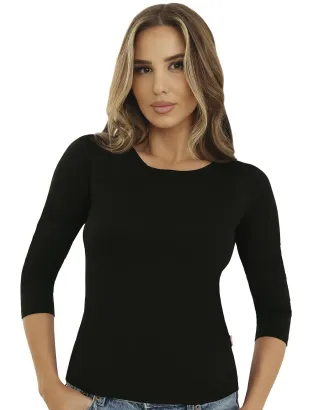 Bluzka damska Emili Ina wiskoza rękaw 3/4 biała czarna 2XL-3XL