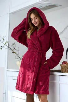 Krótki ciepły szlafrok damski z kapturem L&L 2630 Maya XS-XL - 2
