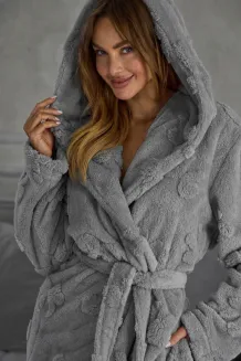 Krótki ciepły szlafrok damski z kapturem L&L 2630 Maya XS-XL - 11