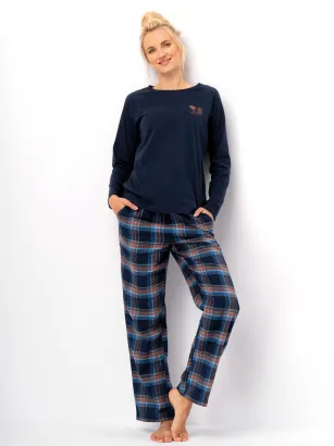 Piżama damska spodnie flanelowe Key LNS 432 S-XL