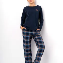 Piżama damska spodnie flanelowe Key LNS 432 S-XL