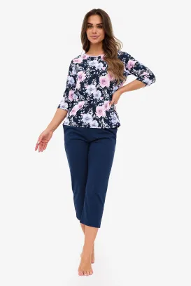 Piżama damska Cornette Anabel 147/465, bawełniana, rękaw 3/4, 3XL–5XL