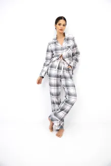 Piżama damska flanelowa rozpinana Sensis Ashlyn XS-2XL - 7