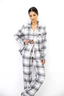 Piżama damska flanelowa rozpinana Sensis Ashlyn XS-2XL - 10