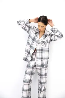 Piżama damska flanelowa rozpinana Sensis Ashlyn XS-2XL - 14