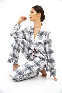 Piżama damska flanelowa rozpinana Sensis Ashlyn XS-2XL - 3
