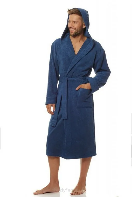 Szlafrok kąpielowy męski frotte 3XL z kapturem L&L 2104