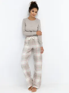 Piżama damska Sensis Angelina cappuccino flanelowe spodnie S–XL - 4