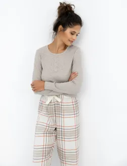 Piżama damska Sensis Angelina cappuccino flanelowe spodnie S–XL - 3