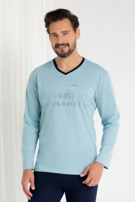 Piżama męska Regina 495 bawełniana z napisem Positive M–XL