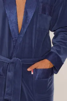 Szlafrok męski De Lafense 866 Noble welur bonżurka M-2XL - 3