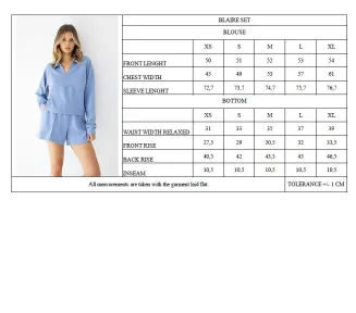 Komplet dresowy Sensis Blaire XS-XL błękitny, bluza polo + szorty - 5