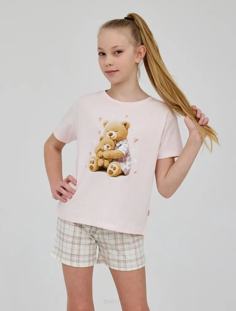 Piżama dziewczęca z misiem Cornette Girl 872/115 Hug Me 134-164