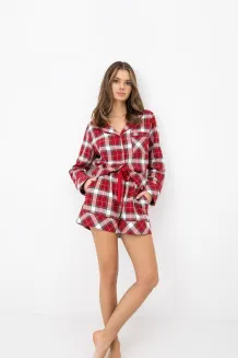 Piżama damska w czerwona kratę Sensis Clariel XS-2XL flanelowa rozpinana - 8