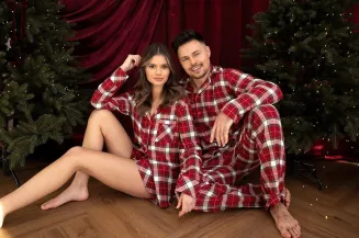 Piżama damska w czerwona kratę Sensis Clariel XS-2XL flanelowa rozpinana - 2