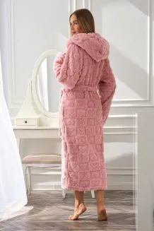 Ciepły długi szlafrok damski z kapturem L&L 2554 Valentine - 7