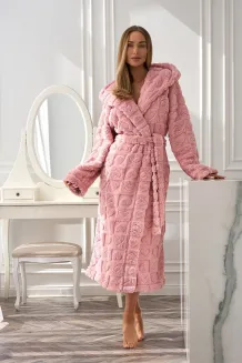 Ciepły długi szlafrok damski z kapturem L&L 2554 Valentine - 8
