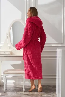Ciepły długi szlafrok damski z kapturem L&L 2554 Valentine - 10