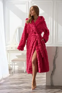 Ciepły długi szlafrok damski z kapturem L&L 2554 Valentine - 11