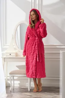 Ciepły długi szlafrok damski z kapturem L&L 2554 Valentine - 12