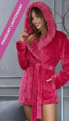 Krótki szlafrok damski kapturem L&L 2653 Tricia S-XL