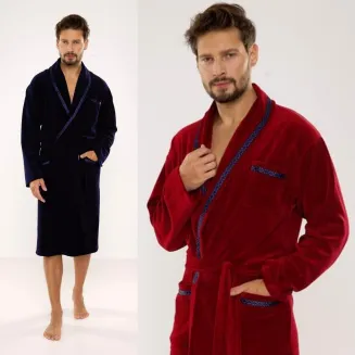 Szlafrok welurowy męski De Lafense 666 Ronaldo M-2XL - 3