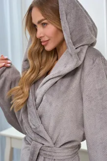 Szlafrok damski długi z kapturem L&L 2602 Honey S-XL - 12