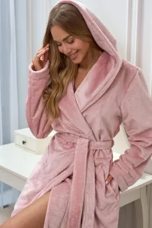 Szlafrok damski długi z kapturem L&L 2602 Honey S-XL - 19