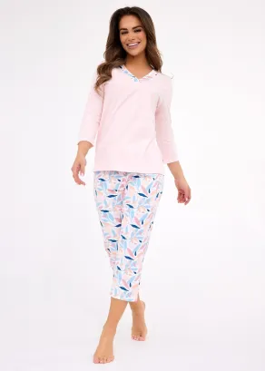 Piżama damska Cornette Nancy 389/455, bawełna, liście, 3XL–5XL