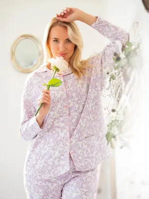 Flanelowa piżama damska rozpinana Key LNS 406 S-XL