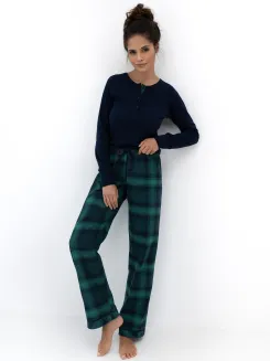 Piżama damska Sensis Cassandra granatowo-zielona bawełniana S–XL - 2