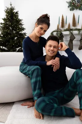 Piżama damska Sensis Cassandra granatowo-zielona bawełniana S–XL
