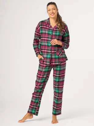 Flanelowa piżama damska rozpinana Key LNS 414 S-XL