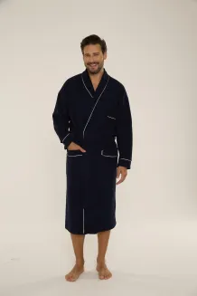 Szlafrok kąpielowy męski frotte De Lafense Laurent granatowy M-2XL - 5