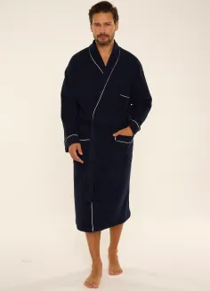 Szlafrok kąpielowy męski frotte De Lafense Laurent granatowy M-2XL - 2