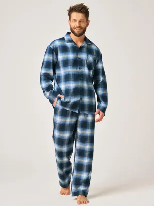 Piżama męska flanelowa w kratkę Key MNS 432 3XL-4XL