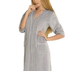 Szlafrok De Lafense 352 Zamek Welur 4XL-5XL damski