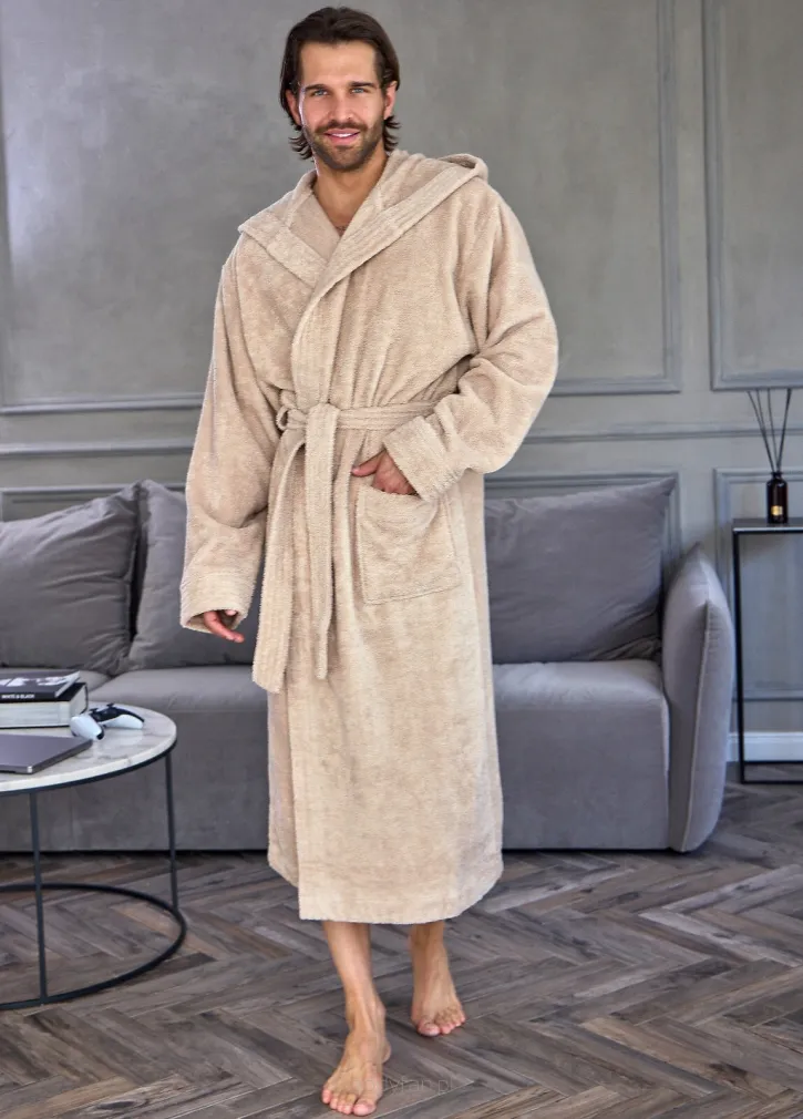 Szlafrok kąpielowy męski frotte z kapturem L&L 2104 M-2XL