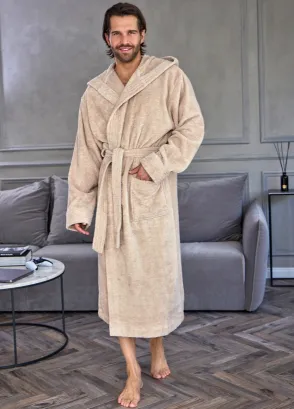 Szlafrok kąpielowy męski frotte z kapturem L&L 2104 M-2XL